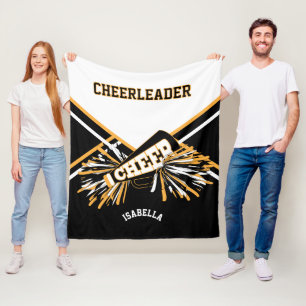 Voor een 📣 Cheerleader - White, Gold & Black Fleece Deken