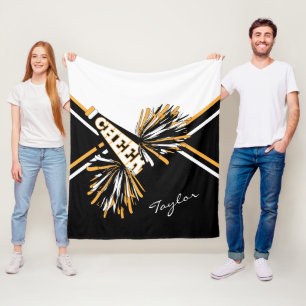 Voor een 📣 Cheerleader - White, Gold & Black Fleece Deken