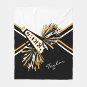 Voor een 📣 Cheerleader - White, Gold & Black Fleece Deken (Voorkant)