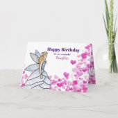 Voor een dochter op zondag met roze harten kaart (Voorkant)