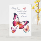 Voor een geweldige vriend verjaardagswensen vlinde kaart (Gele Bloem)