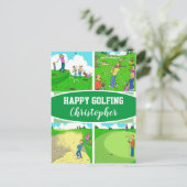 Voor een Golfer of Golf Player Happy Golfing Messa Briefkaart (Staand voorkant)