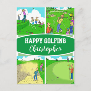 Voor een Golfer of Golf Player Happy Golfing Messa Briefkaart