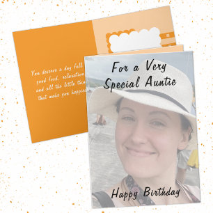 Voor een heel bijzondere tante foto oranje verjaar kaart
