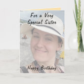 Voor een heel bijzondere zusterfoto bruine verjaar kaart (Voorkant)