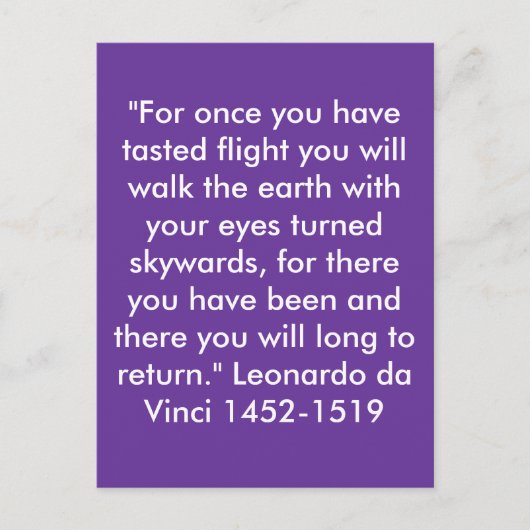 "Voor één keer heb je een proefvlucht geproefd... Briefkaart (Voorkant)