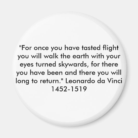 "Voor één keer heb je een proefvlucht geproefd... Magneet (Voorkant)