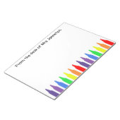 Voor een leraar, waskrayons, van het bureau van notitieblok (Schuin)