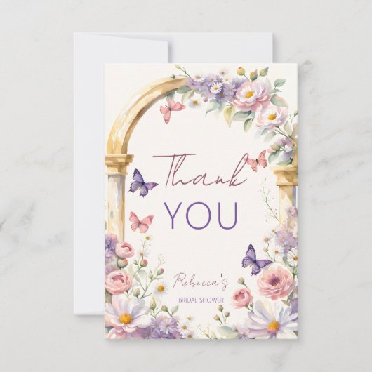 Voor een leven lang vlinders lente bruidsdouche bedankkaart (Voorkant)