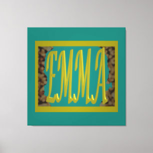 VOOR EEN MEISJE, EMMA MARINE BLUE PEBBLES GENOEMD CANVAS AFDRUK