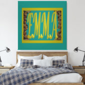VOOR EEN MEISJE, EMMA MARINE BLUE PEBBLES GENOEMD CANVAS AFDRUK (Insitu (Slaapkamer))
