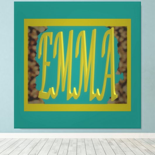 VOOR EEN MEISJE, EMMA MARINE BLUE PEBBLES GENOEMD CANVAS AFDRUK (Insitu (Houten vloer))