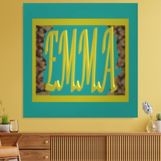 VOOR EEN MEISJE, EMMA MARINE BLUE PEBBLES GENOEMD CANVAS AFDRUK (Insitu (Woonkamer))