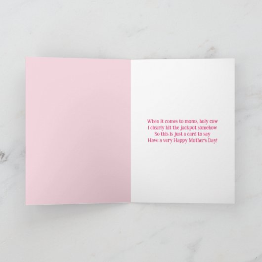 Voor een mudder als geen uier Koe Moederdag Kaart (Binnen)