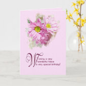 Voor een nichtje, een verjaardagskaart met madelie kaart (Gele Bloem)