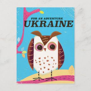Voor een Oekraïne-uil-avontuur vintage poster Briefkaart