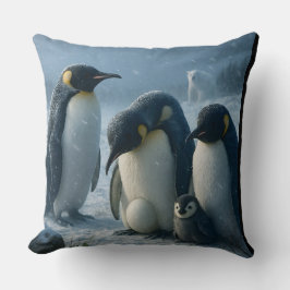 Voor een pinguïnfamilie en kuiken Arctische Winter Kussen