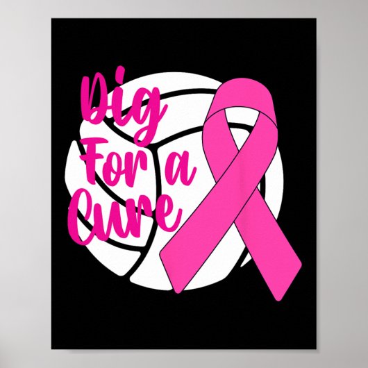 Voor een remedie borstkanker Bewustzijn Volleybal  Poster (Voorkant)