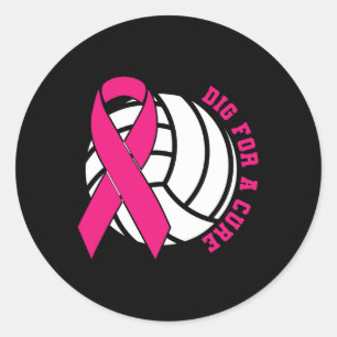 Voor een remedie borstkanker Bewustzijn Volleybal Ronde Sticker