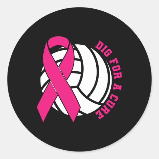 Voor een remedie borstkanker Bewustzijn Volleybal  Ronde Sticker (Voorkant)