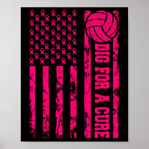 Voor een remedie Borstkanker Volleybal Roze Amerik Poster