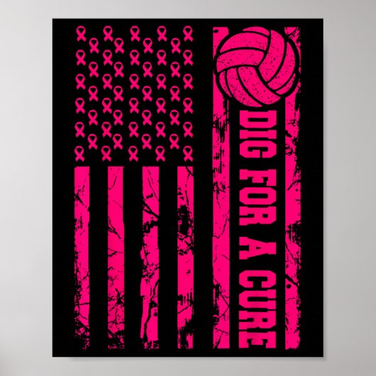Voor een remedie Borstkanker Volleybal Roze Amerik Poster (Voorkant)