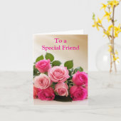 Voor een speciale vriend roze gele rozen verjaarda kaart (Gele Bloem)
