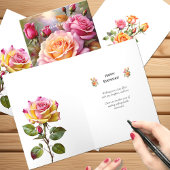 Voor een speciale vriend roze gele rozen verjaarda kaart