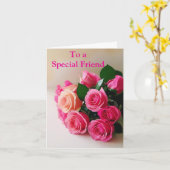 Voor een speciale vriend roze rode rozen verjaarda kaart (Gele Bloem)