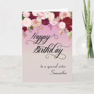 Voor een speciale zuster Happy Birthday Floral Kaart