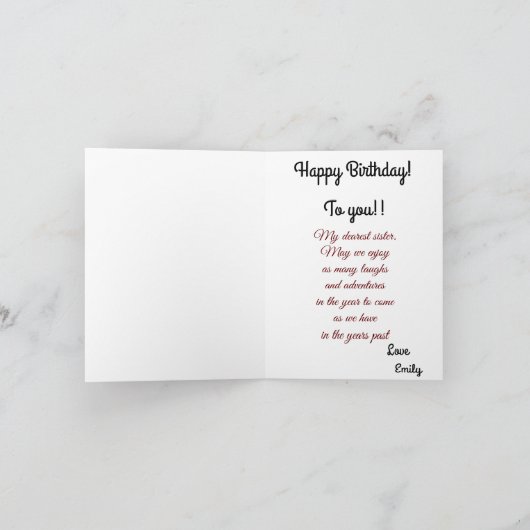 Voor een speciale zuster Roze Gele Rozen Verjaarda Kaart (Binnen)