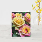 Voor een speciale zuster Roze Gele Rozen Verjaarda Kaart (Gele Bloem)