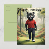 Voor: Een Tijger Die Golf Speelt, Verjaardag Briefkaart (Voorkant / Achterkant)
