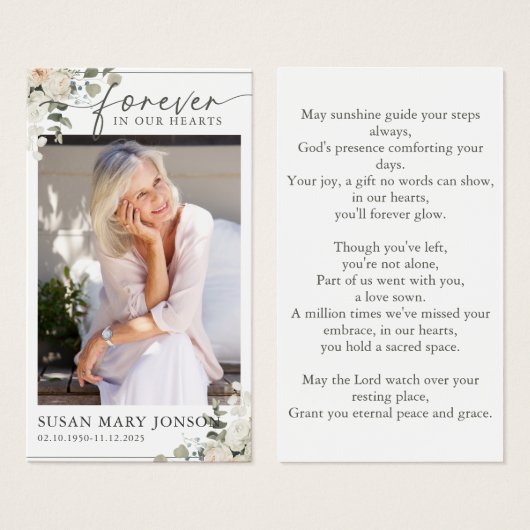 Voor eeuwig in ons hart begrafenis gebed Kaart (Voorkant /achterkant)