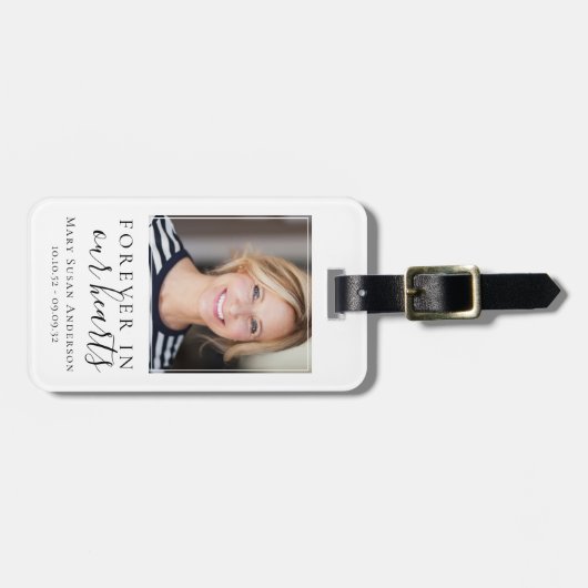 Voor eeuwig in ons hart Foto Memorial Prayer Bagagelabel (Voorkant horizontaal)