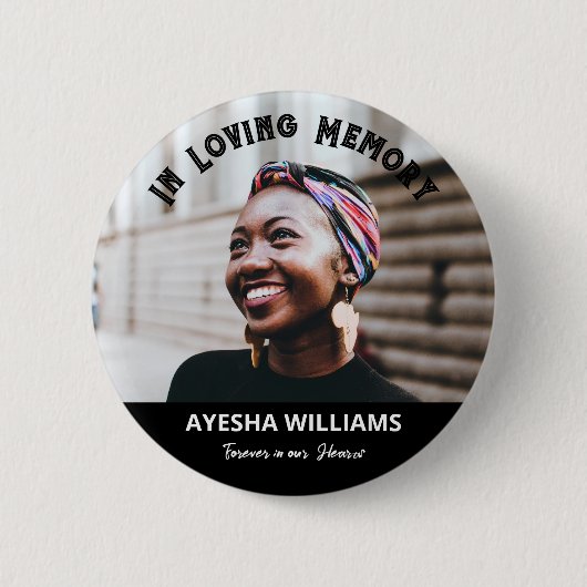 Voor eeuwig in ons hart Herdenking Memorial Button (Voorkant)