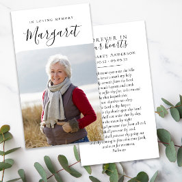 Voor eeuwig in ons hart Script begrafenis gebed Ka Visitekaartje