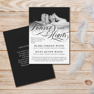 Voor eeuwig in ons hart Tweelingen Baby Memorial Aankondiging