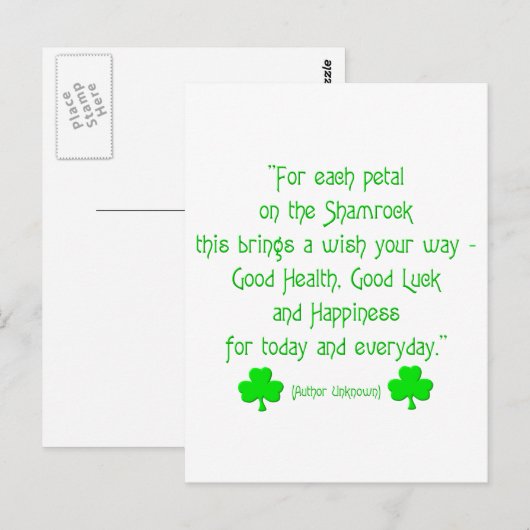 Voor elk blad op de shamrock... briefkaart (Voorkant / Achterkant)