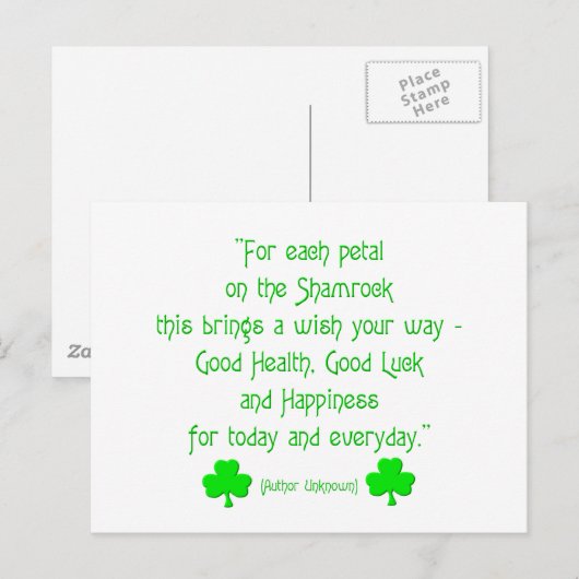 Voor elk blad op de shamrock... briefkaart (Voorkant / Achterkant)