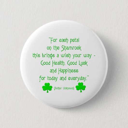 Voor elk blad op de shamrock... ronde button 5,7 cm (Voorkant)