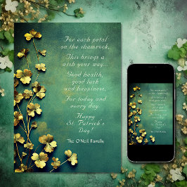 Voor elk petal op de Shamrock St Patrick's Day Feestdagenkaart