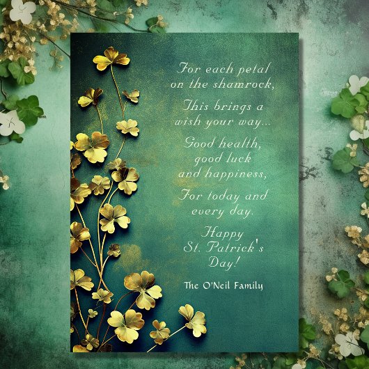 Voor elk petal op de Shamrock St Patrick's Day Feestdagenkaart