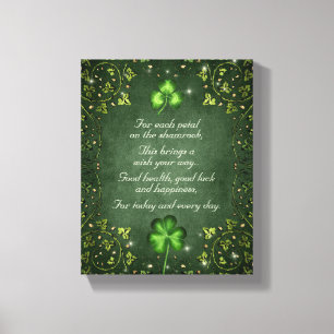 Voor elk petal op het Shamrock - Irish Gezegde Canvas Afdruk