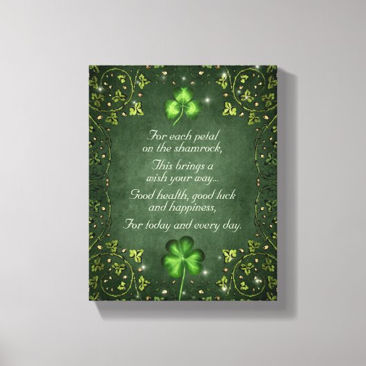 Voor elk petal op het Shamrock - Irish Gezegde Canvas Afdruk (Voorkant)