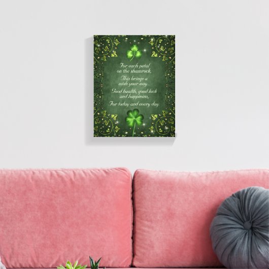 Voor elk petal op het Shamrock - Irish Gezegde Canvas Afdruk (Insitu (Woonkamer))