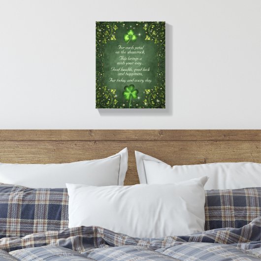 Voor elk petal op het Shamrock - Irish Gezegde Canvas Afdruk (Insitu (Slaapkamer))