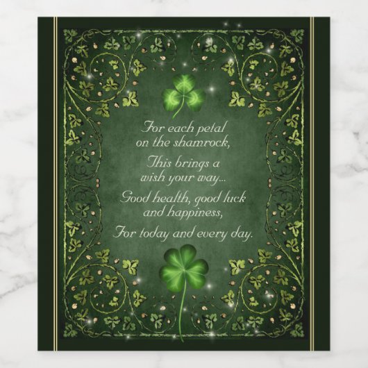 Voor elk petal op het Shamrock - Irish Gezegde Wijn Etiket (Enkel label)