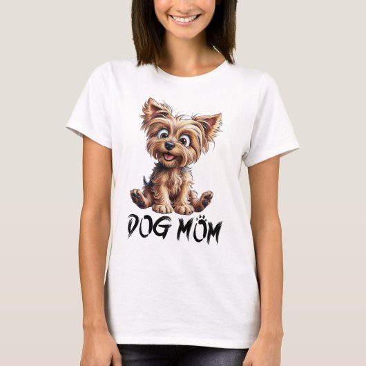 Voor elke hondenmoeder: Schattige Yorkie T-shirt (Voorkant)