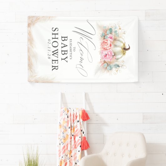 Voor elke partij - pompoen roze bloemen spandoek (Insitu)